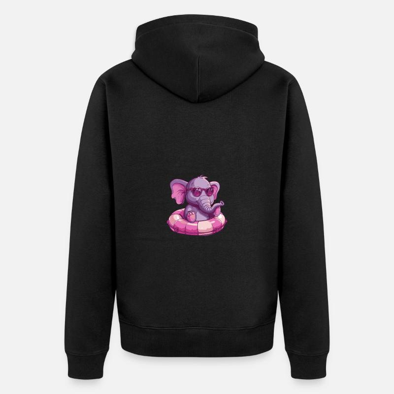 Elephant Comic Cool - Unisex Premium Organic Zip Hoodie - black