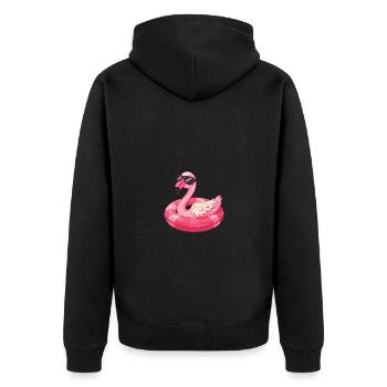 Flamingo Comic Cool - Unisex Premium Bio Zip Hoodie - Schwarz - Hinten - Nico (187cm)