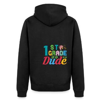 1. Klasse Dude Rainbow Girls Boys Teacher Team - Unisex Premium Bio Zip Hoodie - Schwarz - Hinten - Nico (187cm)