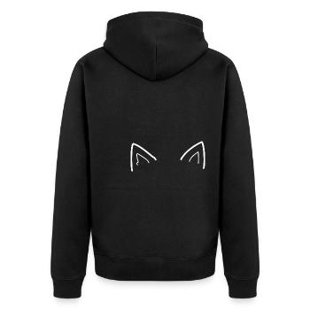Katzen Ohren Selber Gestalten Geschenk - Unisex Premium Bio Zip Hoodie - Schwarz - Hinten - Nico (187cm)