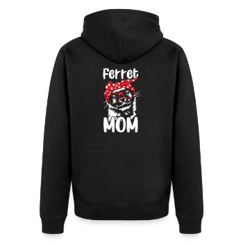 Frauen Frettchen Mama Rot Bandanna Lustiges Wiesel - Unisex Premium Bio Zip Hoodie - Schwarz - Hinten - Nico (187cm)
