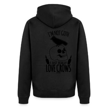 Gothic Krähe Aberglaube - Unisex Premium Bio Zip Hoodie - Schwarz - Hinten - Nico (187cm)