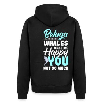 Beluga Whale Beluga Whale Whale Watching Dolphin Dolphin - Unisex Premium Organic Zip Hoodie - black - Back - Nico (187cm)
