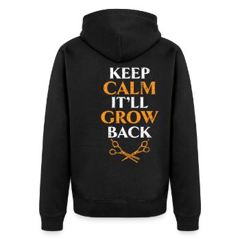 Calm down, it will regrow hairdresser - Unisex Premium Organic Zip Hoodie - black - Back - Nico (187cm)