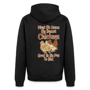 Home Au coucher du soleil, les poulets doivent être mis au lit 3 - Veste à capuche bio Premium Unisexe - noir - Dos - Nico (187cm)
