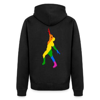 Jeu de couleurs en patinage sur glace - Veste à capuche bio Premium Unisexe - noir - Dos - Nico (187cm)