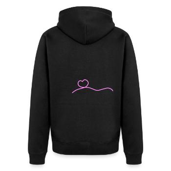 Herz Linie Herzen Geschwungen Selber Gestalten - Unisex Premium Bio Zip Hoodie - Schwarz - Hinten - Nico (187cm)