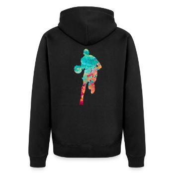 Basketball Spieler - Unisex Premium Bio Zip Hoodie - Schwarz - Hinten - Nico (187cm)