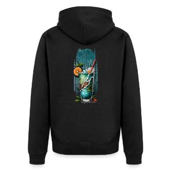 Island Delight: Tropical Cocktail Bliss - Unisex Premium Organic Zip Hoodie - black - Back - Nico (187cm)