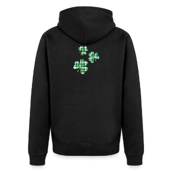 3 St. Patrick's Day Irish Tartan Kleeblätter - Unisex Premium Bio Zip Hoodie - Schwarz - Hinten - Nico (187cm)