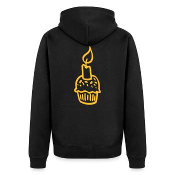 Kerze auf Muffin / Geburtstag - Geschenk - candle - Unisex Premium Bio Zip Hoodie - Schwarz - Hinten - Nico (187cm)