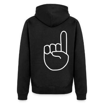 Emoji index finger show sketch white - Unisex Premium Organic Zip Hoodie - black - Back - Nico (187cm)