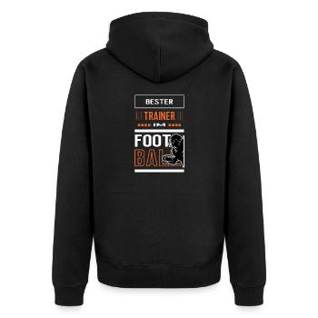 Bester Football Trainer Footballtrainer Training - Unisex Premium Bio Zip Hoodie - Schwarz - Hinten - Nico (187cm)