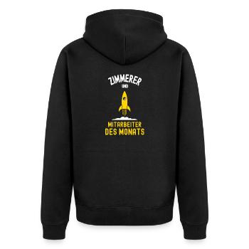 Zimmerer Mitarbeiter des Monats Zimmerei Kollegen - Unisex Premium Bio Zip Hoodie - Schwarz - Hinten - Nico (187cm)