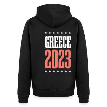 Grèce 2023 - Veste à capuche bio Premium Unisexe - noir - Dos - Nico (187cm)