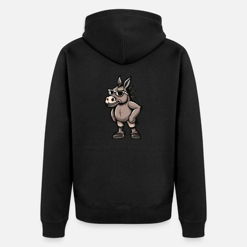 Esel Cool Comic - Unisex Premium Bio Zip Hoodie - Schwarz