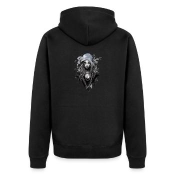 Gothic Beauty Rose Queen Illustration - Unisex Premium Organic Zip Hoodie - black - Back - Nico (187cm)