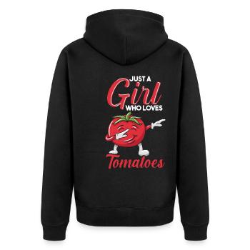 Just A Girl Who Loves Tomatoes - Unisex Premium Organic Zip Hoodie - black - Back - Nico (187cm)