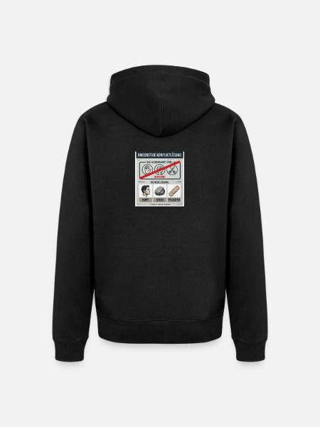 Kopf Stein Pflaster Konfliktlösung - Unisex Premium Bio Zip Hoodie - Schwarz