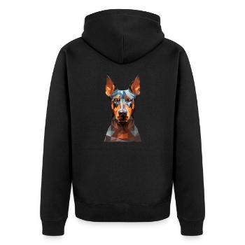 Geometric Doberman: Polygon Art - Unisex Premium Organic Zip Hoodie - black - Back - Nico (187cm)