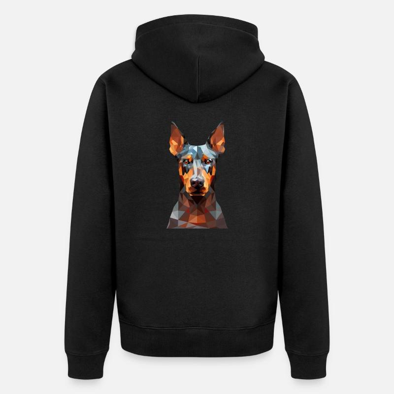 Geometrischer Dobermann: Polygonkunst - Unisex Premium Bio Zip Hoodie - Schwarz