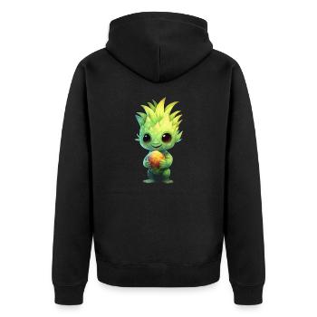 Alien with pineapple and dragon fruit hairstyle - Unisex Premium Organic Zip Hoodie - black - Back - Nico (187cm)