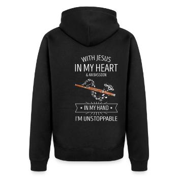 Fagottrohr für Fagottist und Fagottorchester - Unisex Premium Bio Zip Hoodie - Schwarz - Hinten - Nico (187cm)