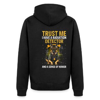 Kernenergie Spruch für Kernenergie - Unisex Premium Bio Zip Hoodie - Schwarz - Hinten - Nico (187cm)