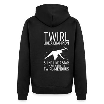 Stocktanz Design für Stabtänzerin - Unisex Premium Bio Zip Hoodie - Schwarz - Hinten - Nico (187cm)