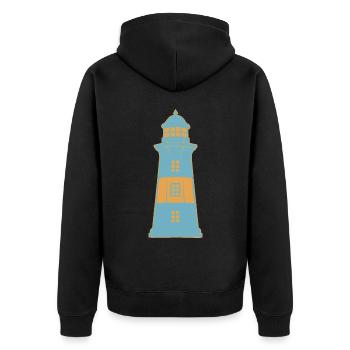 Leuchtturm maritim Küste - Unisex Premium Bio Zip Hoodie - Schwarz - Hinten - Nico (187cm)