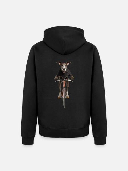 Windhund - Unisex Premium Bio Zip Hoodie - Schwarz