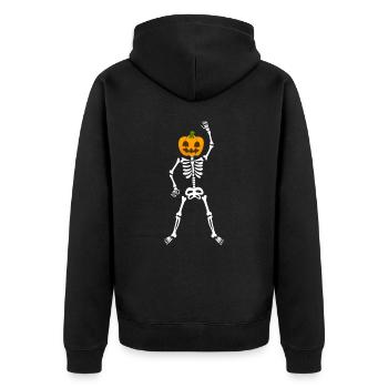 Joyeux Halloween : entraînement squelette citrouille - Veste à capuche bio Premium Unisexe - noir - Dos - Nico (187cm)