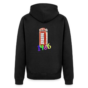 Cabine téléphonique Téléphone 1966 - Veste à capuche bio Premium Unisexe - noir - Dos - Nico (187cm)