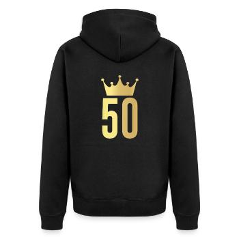 50. Geburtstag Geschenk Birthday - Unisex Premium Bio Zip Hoodie - Schwarz - Hinten - Nico (187cm)