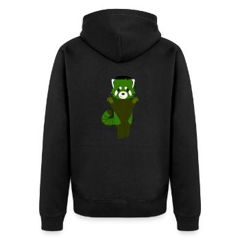 Panda roux déguisé en monstre vert pour Halloween - Veste à capuche bio Premium Unisexe - noir - Dos - Nico (187cm)