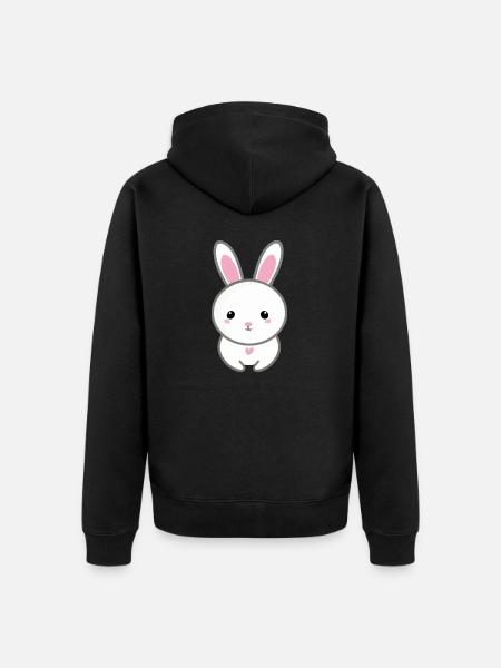 Coniglio carino - Felpa con cappuccio ecologica premium unisex - nero
