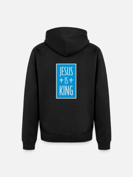 jesus is king quote - Unisex Premium Organic Zip Hoodie - black