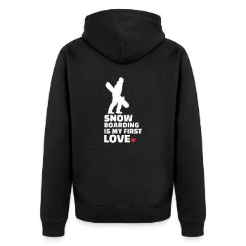 I Love Snowboarding Stylish Snowboarding - Unisex Premium Organic Zip Hoodie - black - Back - Nico (187cm)