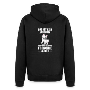 Hund Frenchie - Unisex Premium Bio Zip Hoodie - Schwarz - Hinten - Nico (187cm)