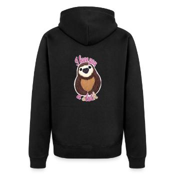 Sloth Declaration of Love - Unisex Premium Organic Zip Hoodie - black - Back - Nico (187cm)