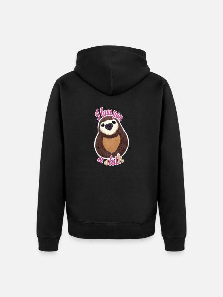 Sloth Declaration of Love - Unisex Premium Organic Zip Hoodie - black