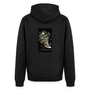 Shoe - Unisex Premium Organic Zip Hoodie - black - Back - Nico (187cm)