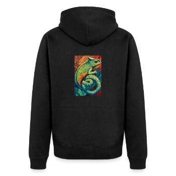 Lizard Lover Op Art Caméléon - Veste à capuche bio Premium Unisexe - noir - Dos - Nico (187cm)