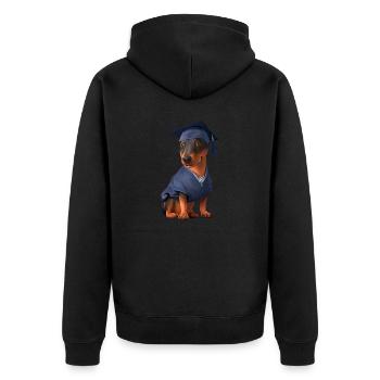 Bachelor Doberman Graduation Study Dogs - Unisex Premium Organic Zip Hoodie - black - Back - Nico (187cm)