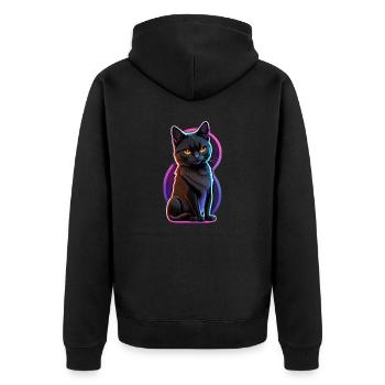 Little black cat and fluorescent light - Unisex Premium Organic Zip Hoodie - black - Back - Nico (187cm)