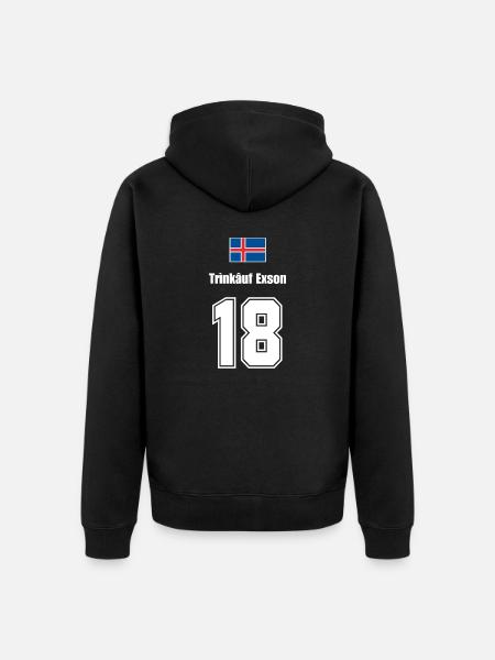 Island Trikot Nr.18 - Unisex Premium Bio Zip Hoodie - Schwarz