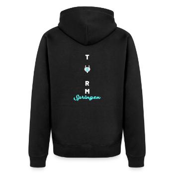 Turmspringenspringen figur - Unisex Premium Bio Zip Hoodie - Schwarz - Hinten - Nico (187cm)