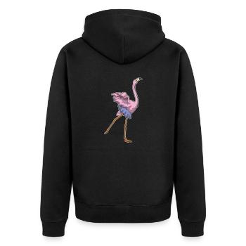 Flamingo Ballerina Ballett - Unisex Premium Bio Zip Hoodie - Schwarz - Hinten - Nico (187cm)