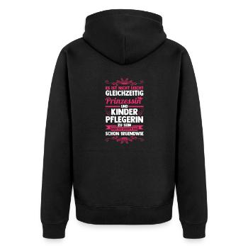 Erzieherin Kindergärtnerin Kinderpflegerin - Unisex Premium Bio Zip Hoodie - Schwarz - Hinten - Nico (187cm)