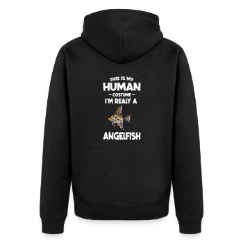Das ist mein menschliches Kostüm Ich bin wirklich ein Kaiserfisch - Unisex Premium Bio Zip Hoodie - Schwarz - Hinten - Nico (187cm)